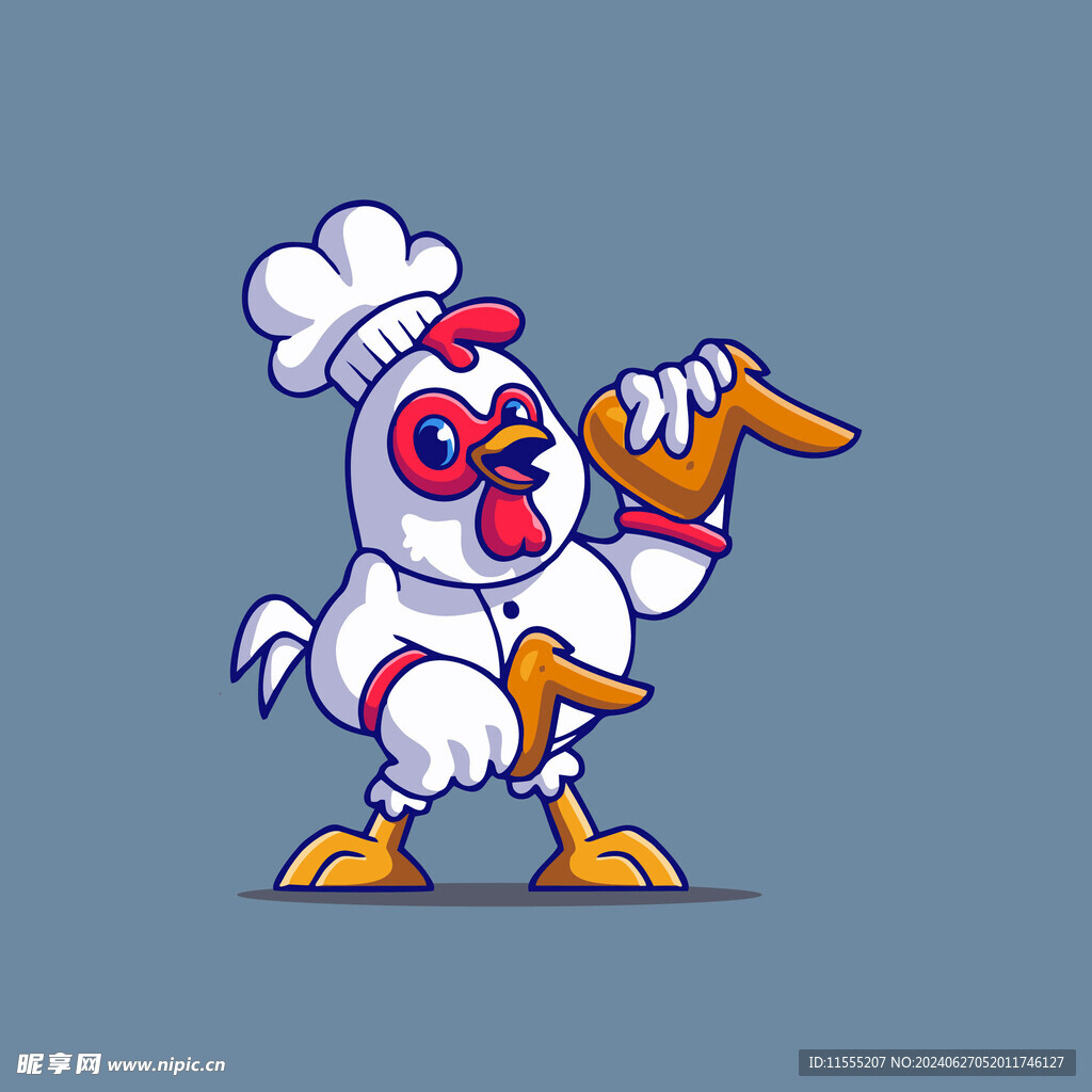 可爱小鸡厨师矢量卡通插画