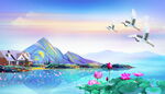 中国风景插画         