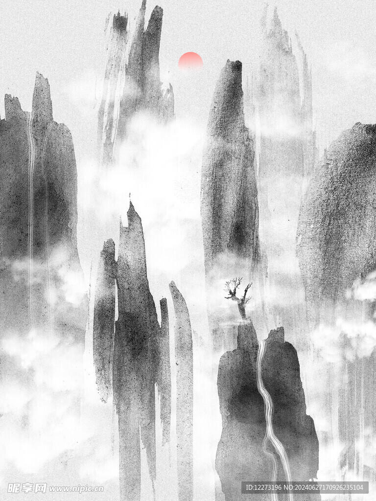 中式山水画          
