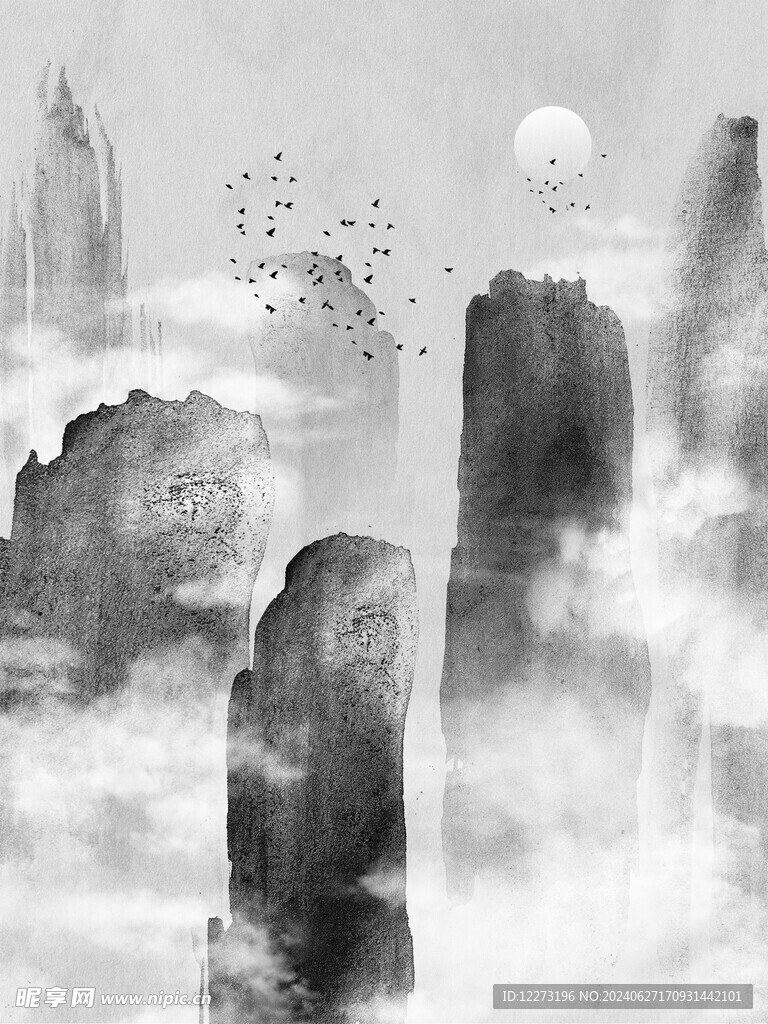 中式山水画          