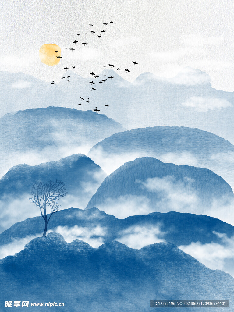 中式山水画          
