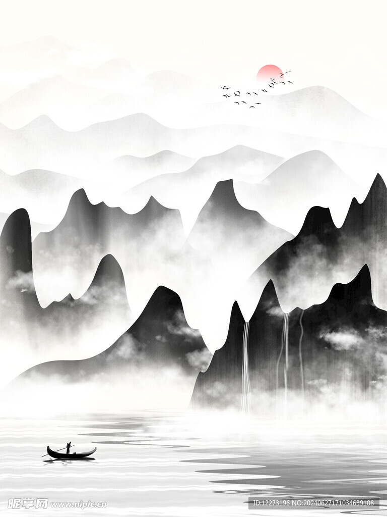中式山水画          