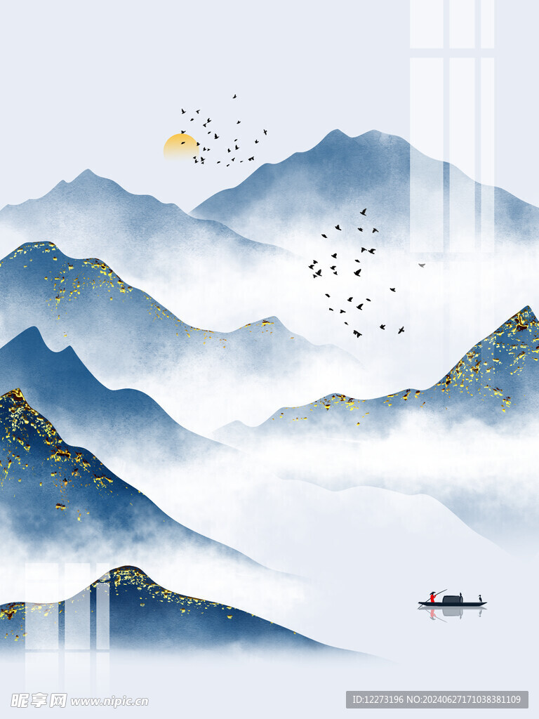 中式山水画          