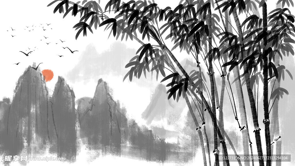 水墨山水画          
