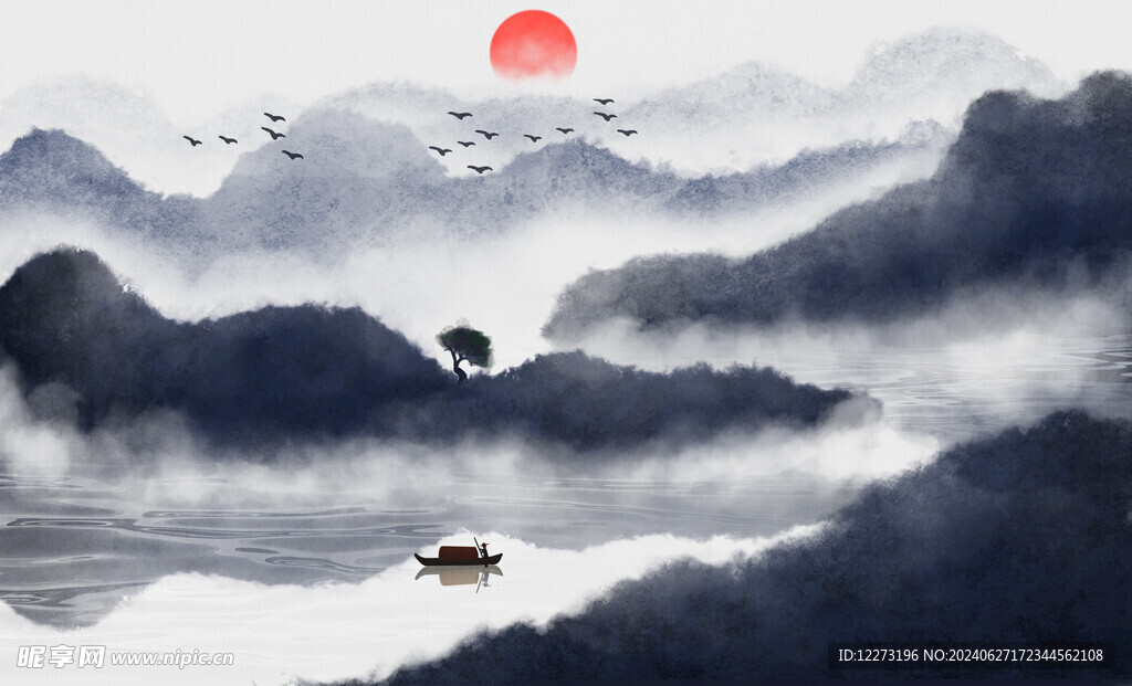 水墨山水画          