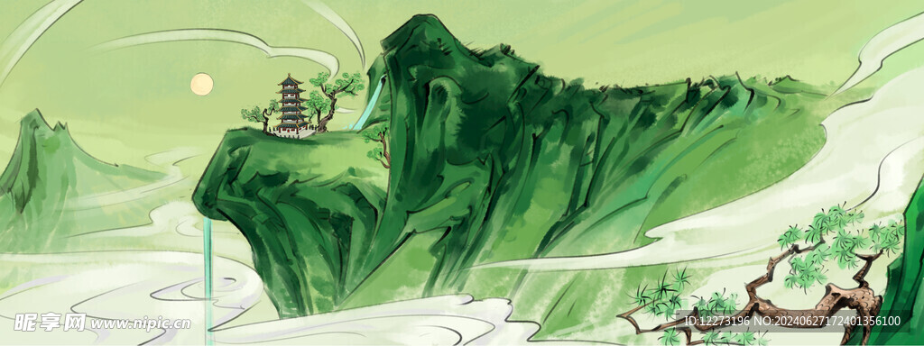 水墨山水画          