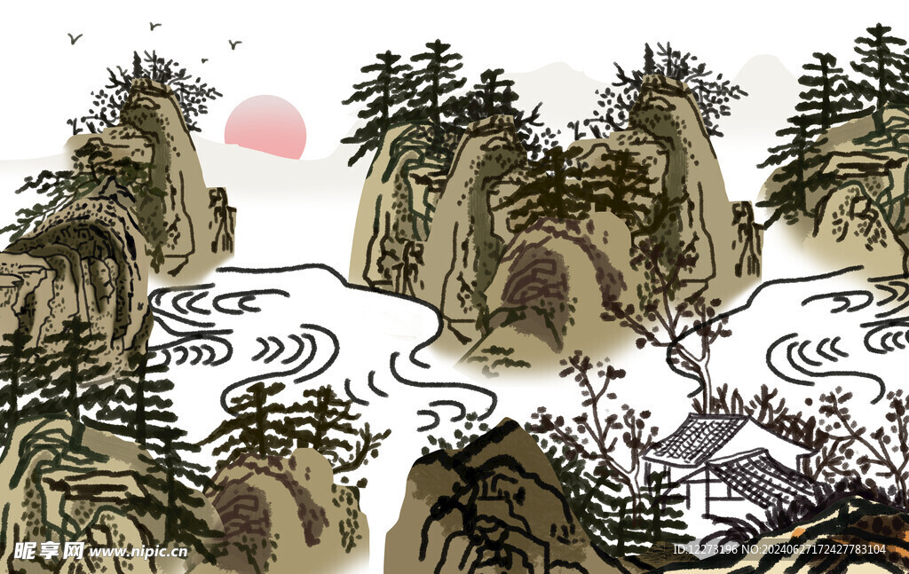 水墨山水画          