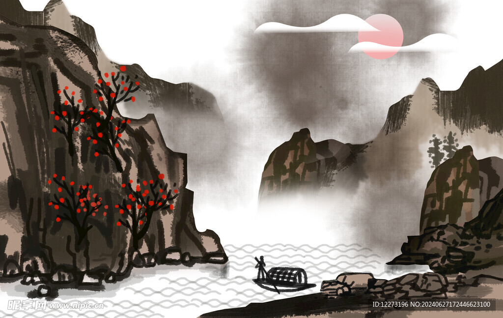 水墨山水画          