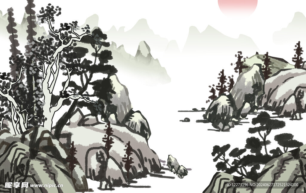 水墨山水画          