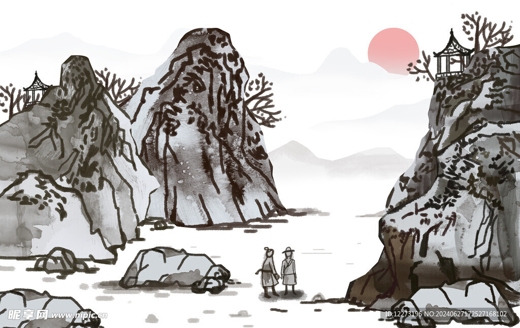 水墨山水画          
