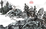 中式山水画          