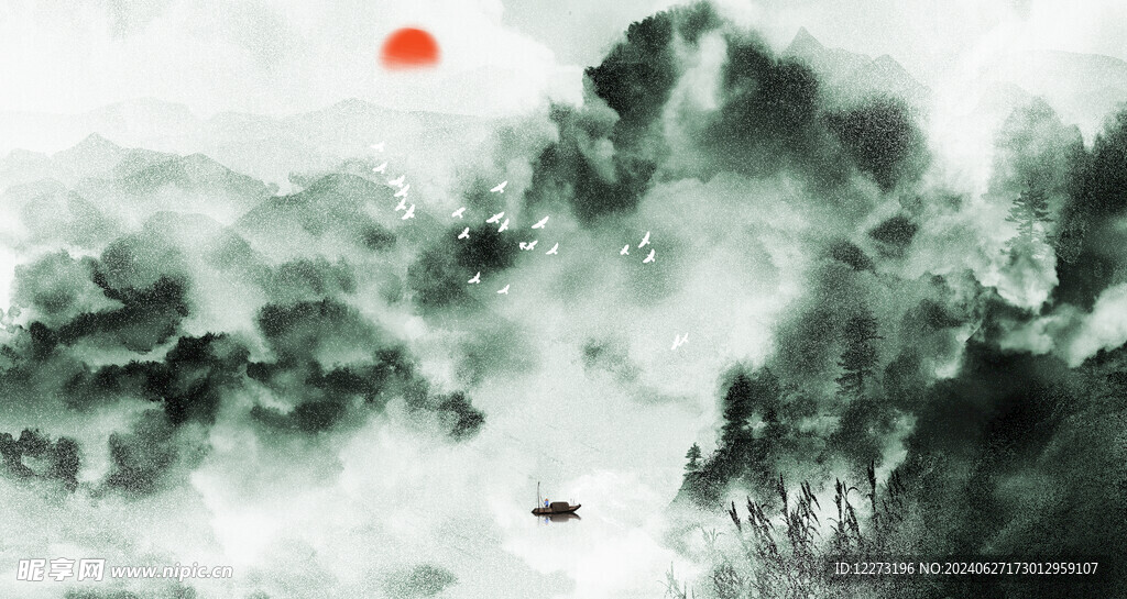 水墨山水画          