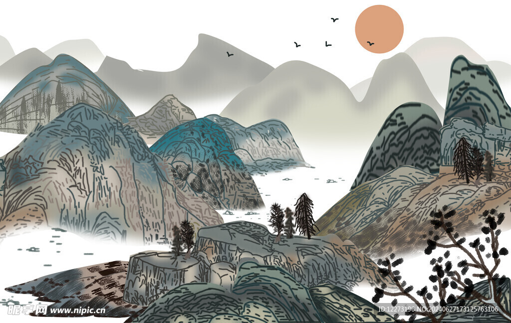 水墨山水画          