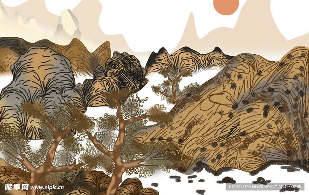 水墨山水画          
