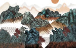 中式山水画          