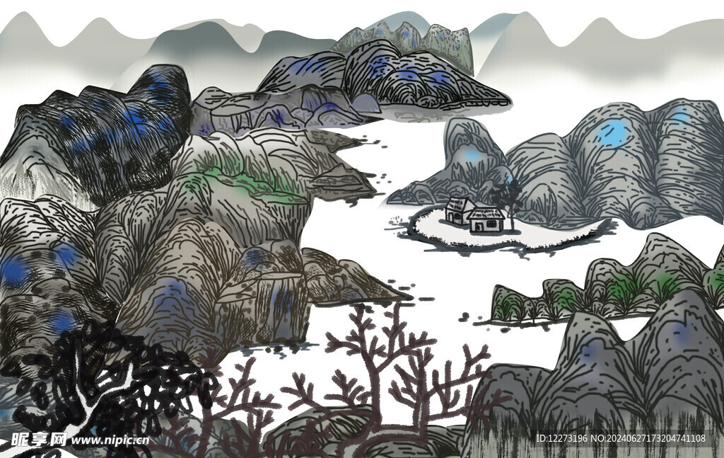 水墨山水画          
