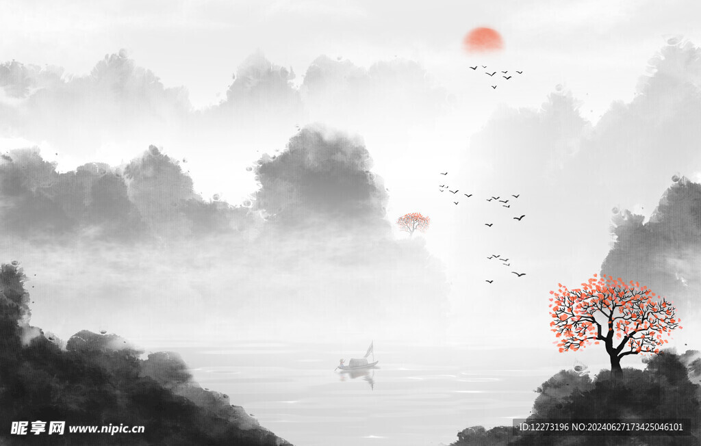 水墨山水画          