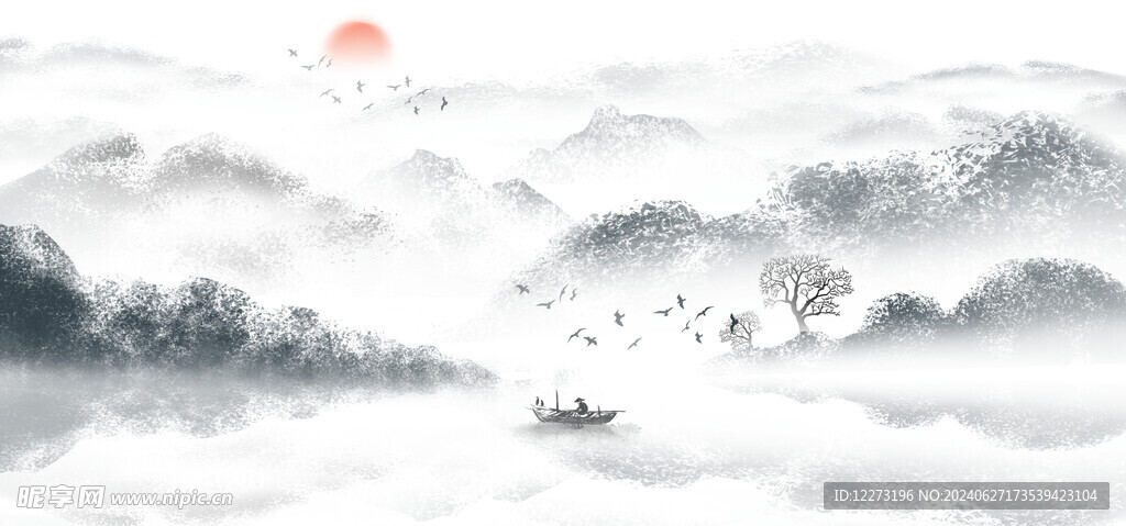 水墨山水画          