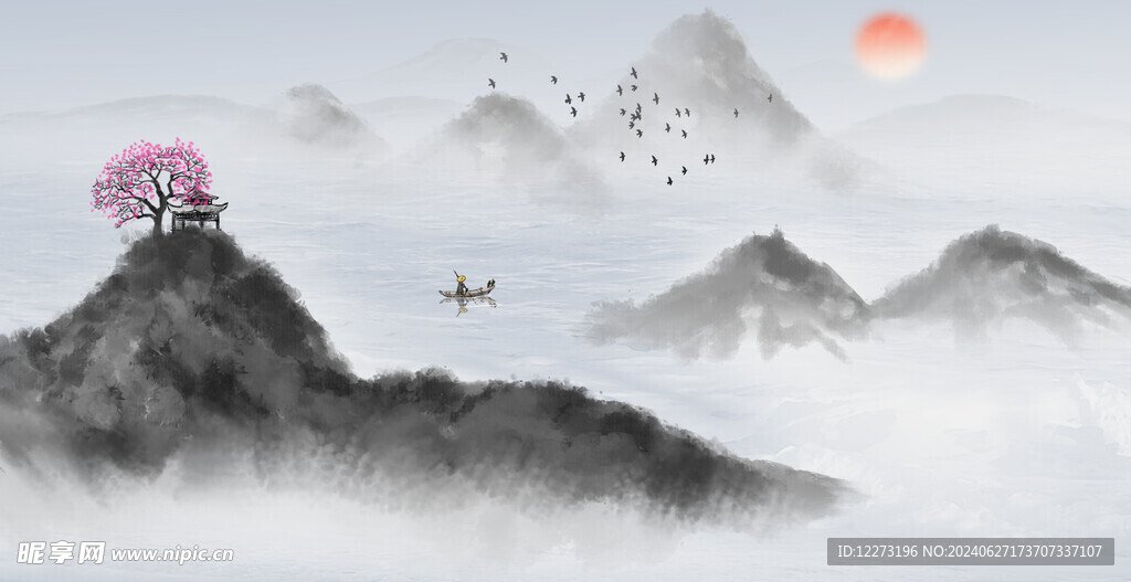 水墨山水画          