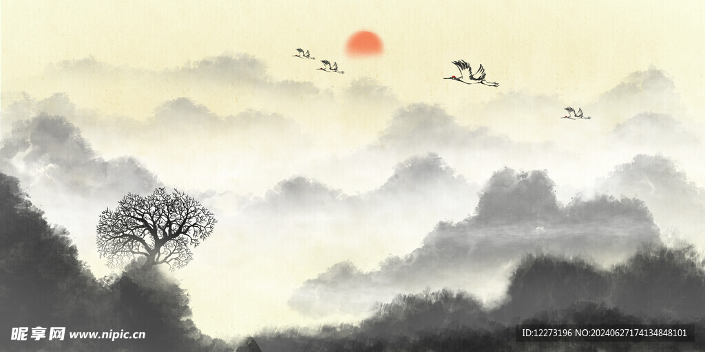 水墨山水画          