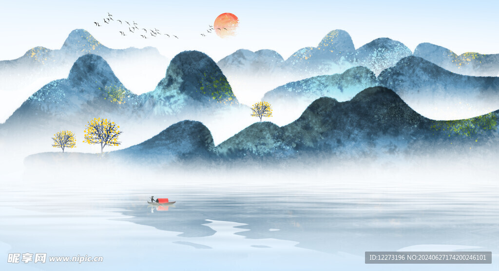 水墨山水画          