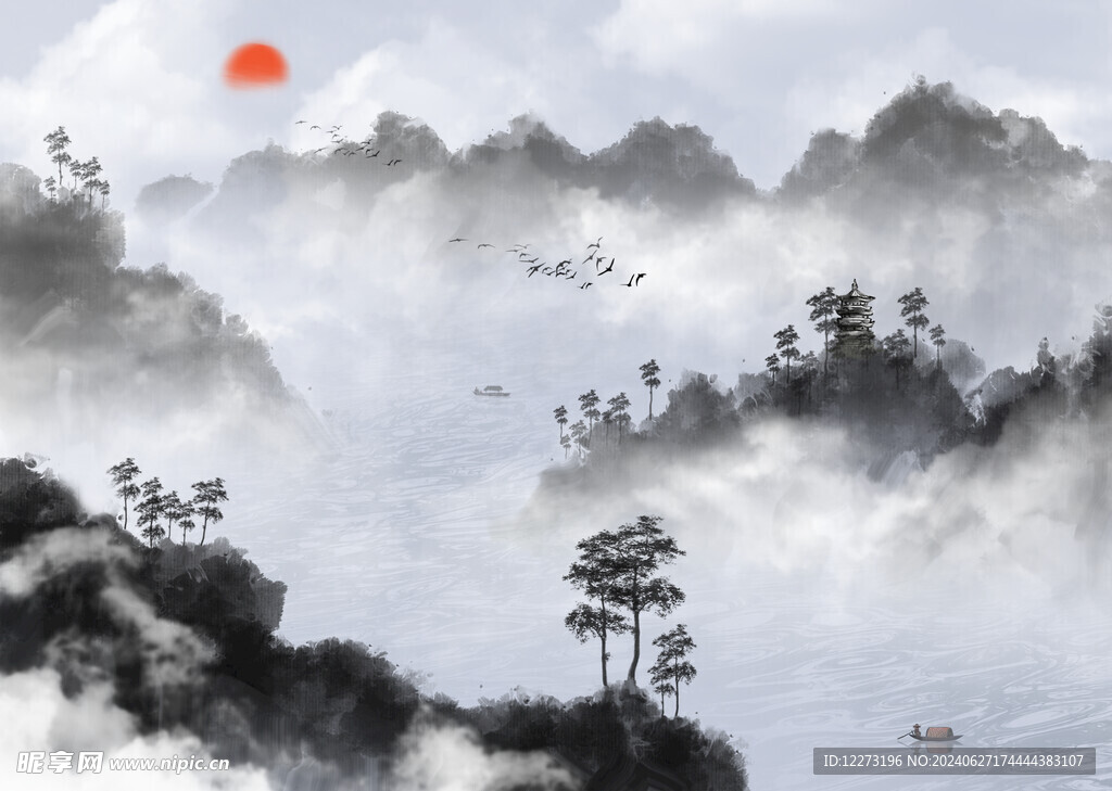 水墨山水画          