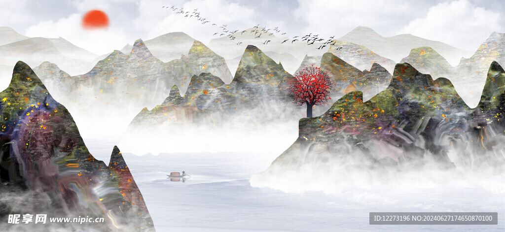 水墨山水画          
