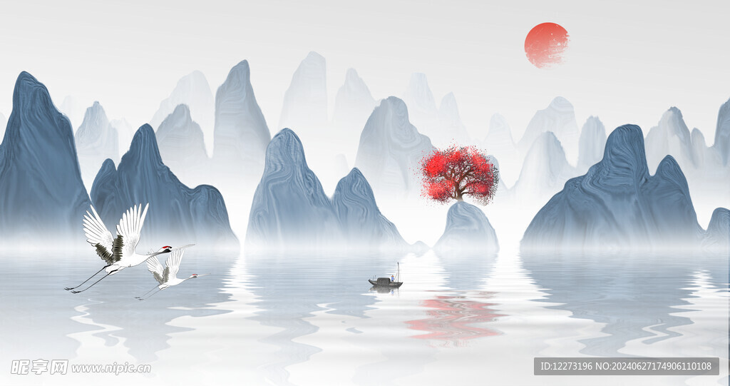 水墨山水画          