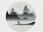 水墨山水画          