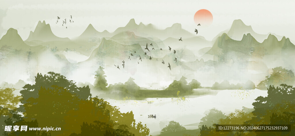 水墨山水画          