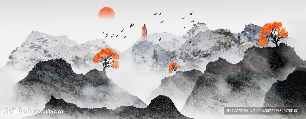 水墨山水画          