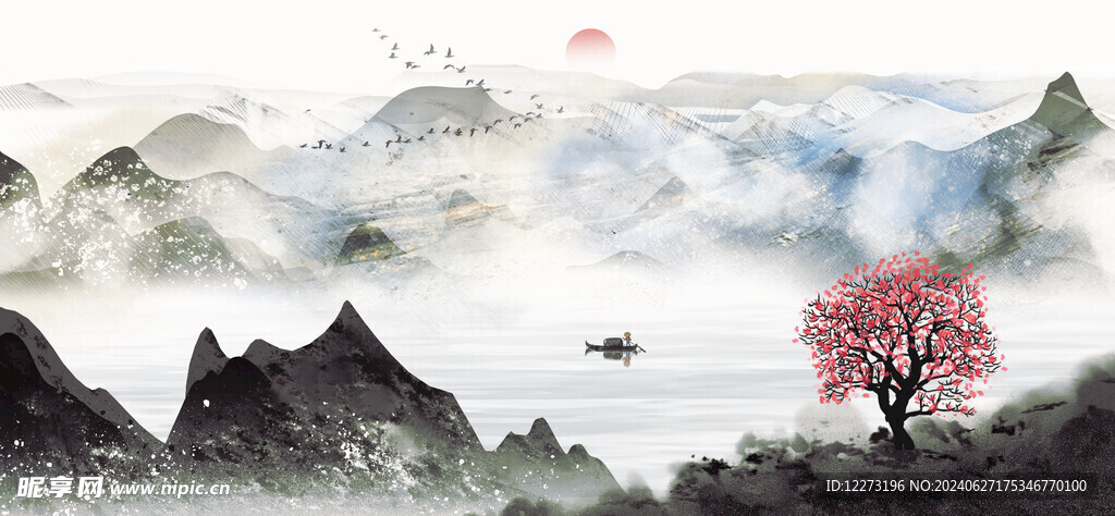 水墨山水画          
