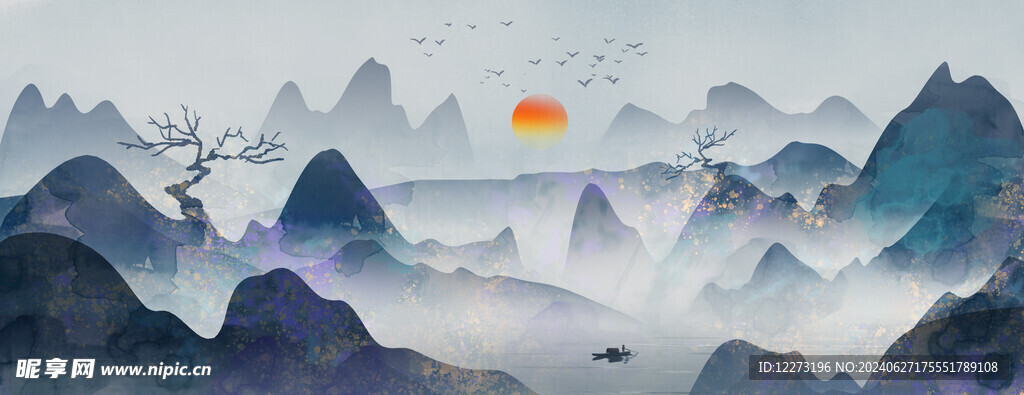 水墨山水画          
