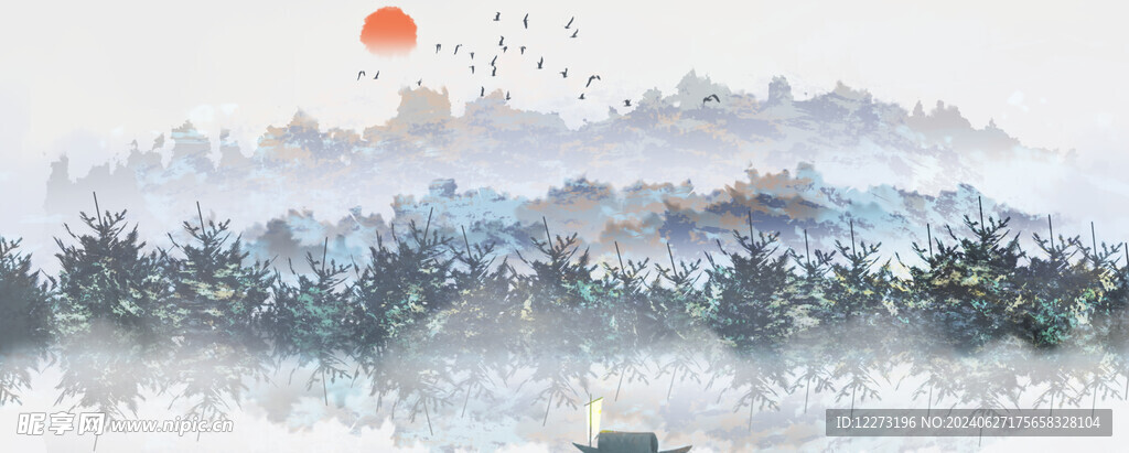 水墨山水画          