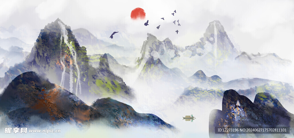 水墨山水画          