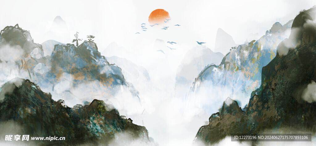 水墨山水画          