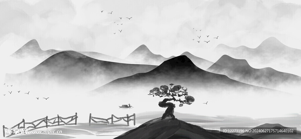 水墨山水画          