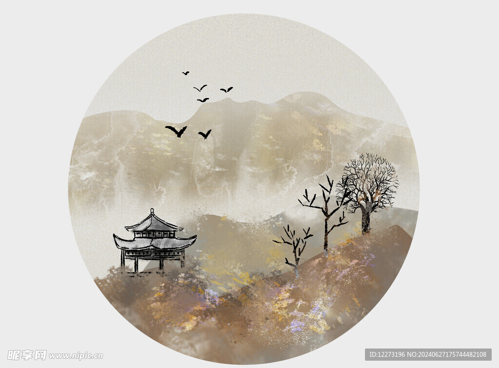 水墨山水画          