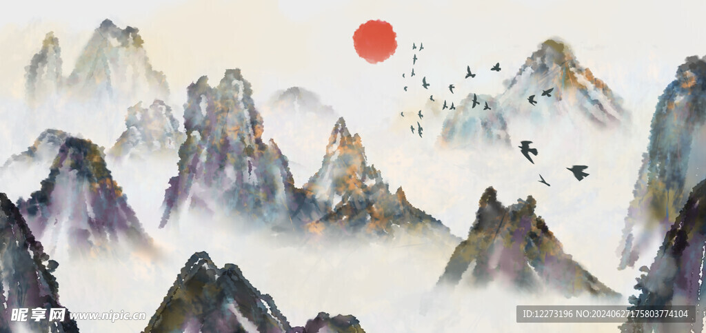 水墨山水画          