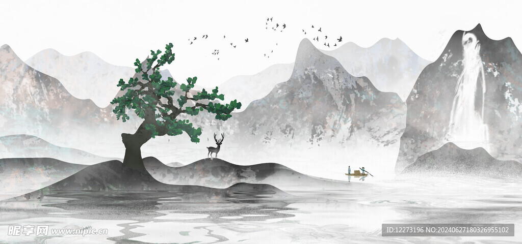 水墨山水画          