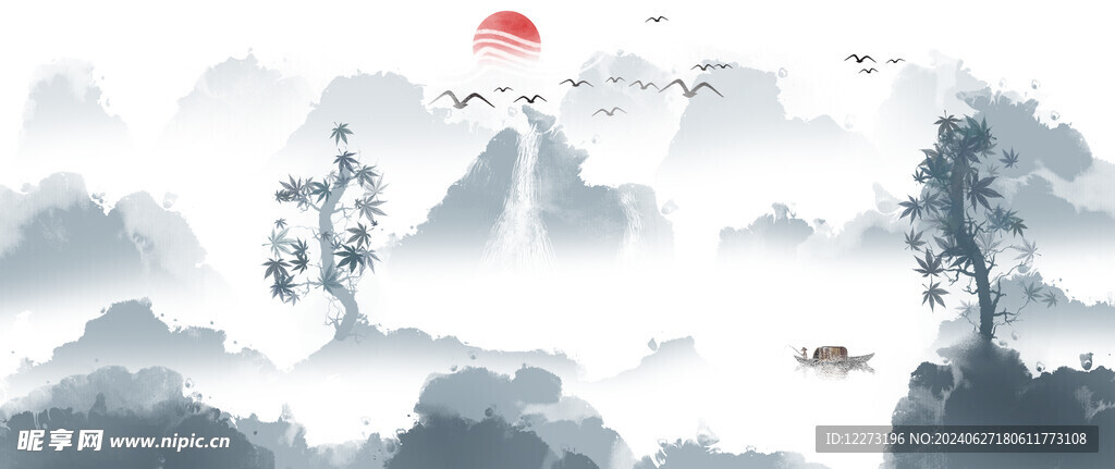 水墨山水画          