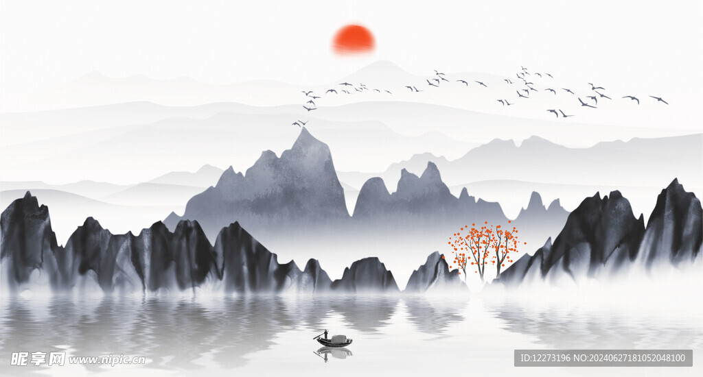 水墨山水画          