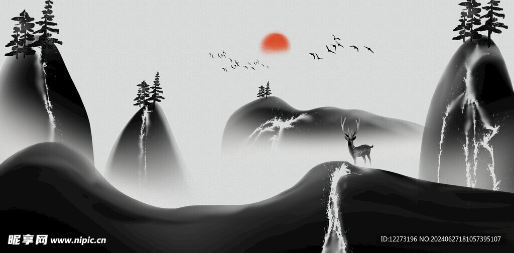 水墨山水画          