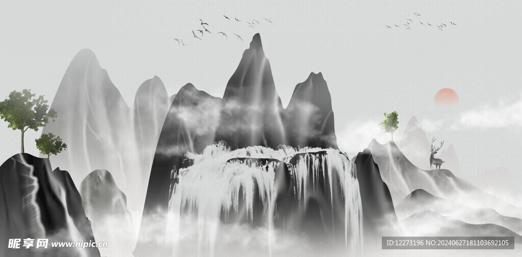 水墨山水画          