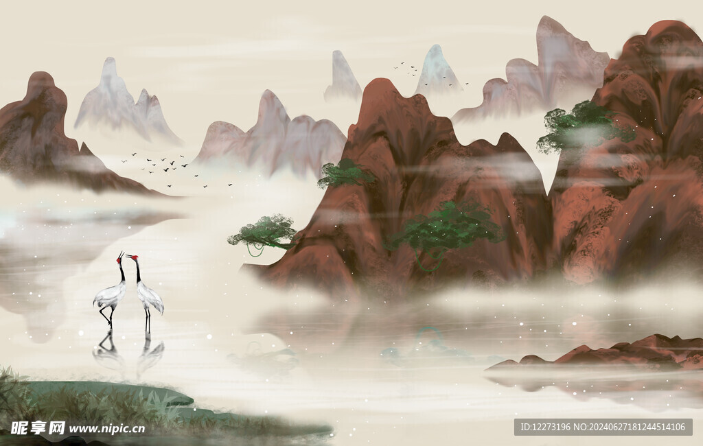 中式山水画          
