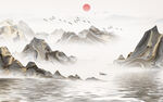 中式山水画          