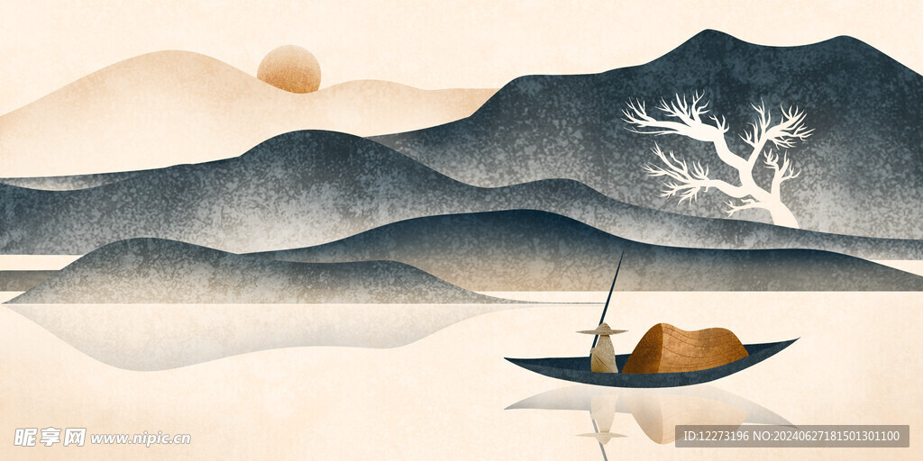 中式山水画          