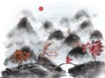 中式山水画          