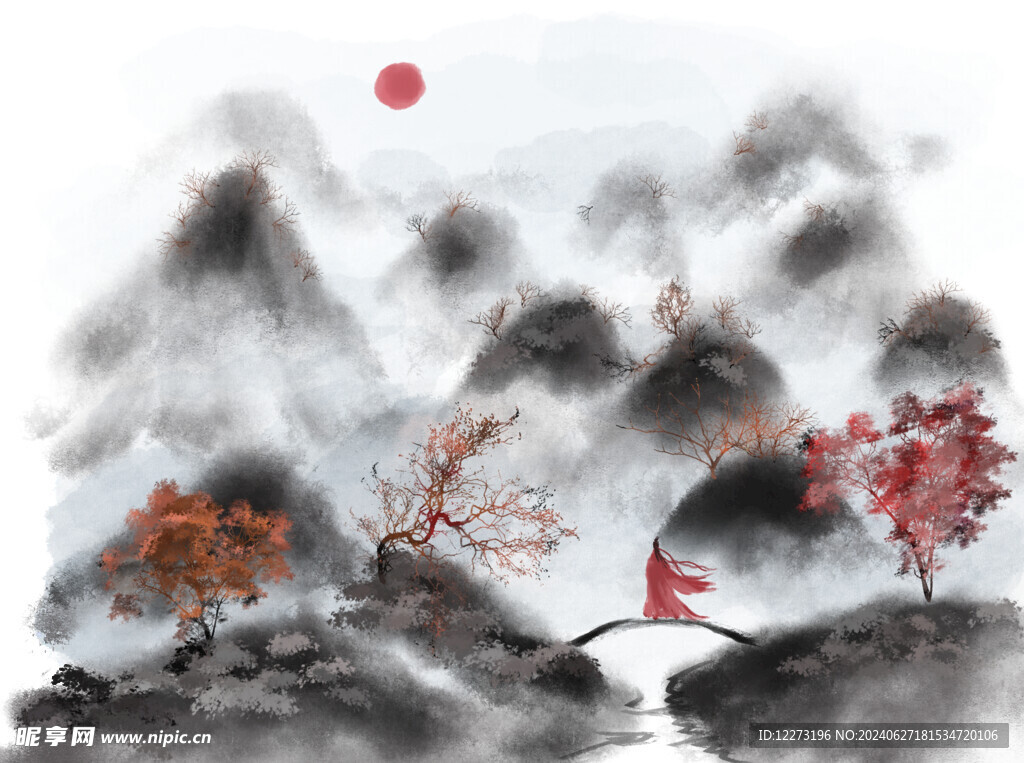 中式山水画          