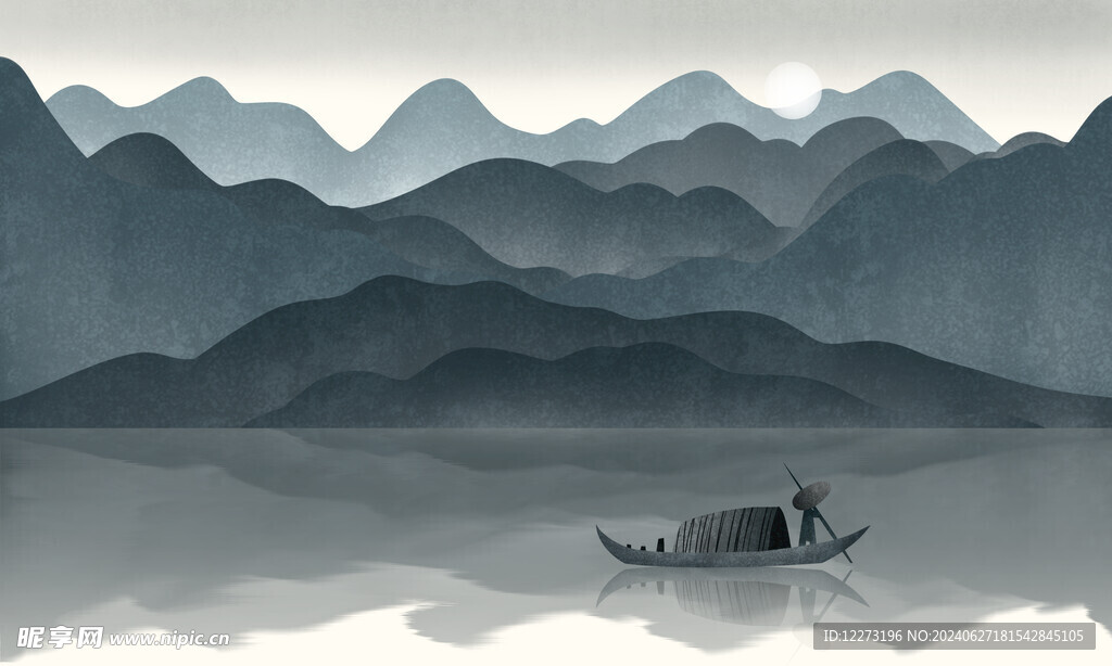 中式山水画          